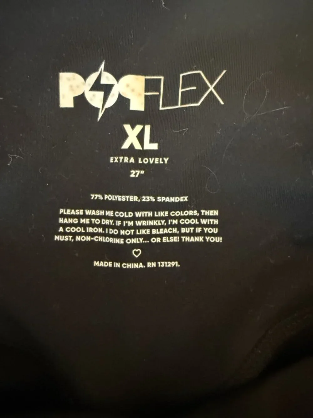 Popflex Black Flair Leggings Crossover Waistband 27" Inseam Size XL [jb] - Picture 3 of 6